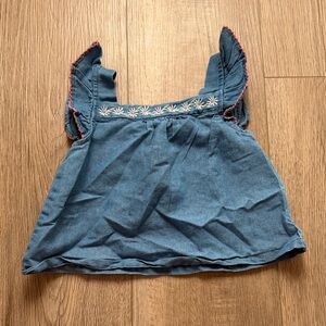 Blue Kids Tank Top with Embroidered Detail